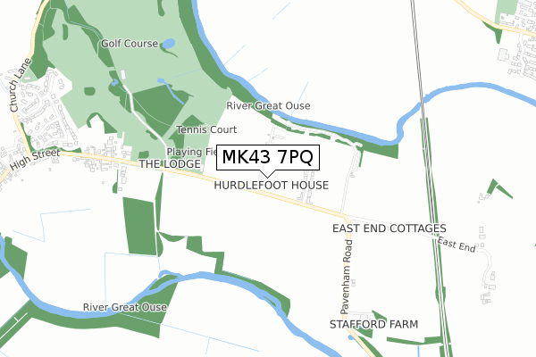 MK43 7PQ map - small scale - OS Open Zoomstack (Ordnance Survey)