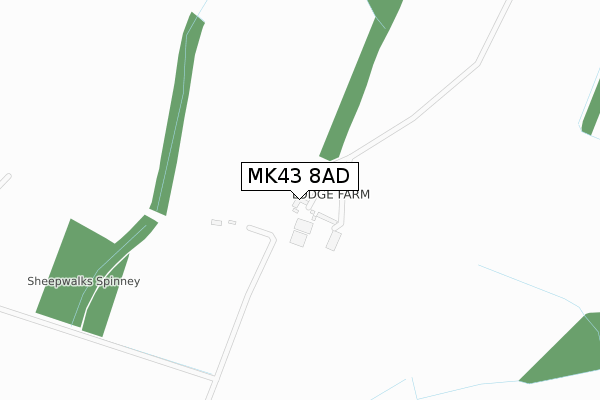 MK43 8AD map - large scale - OS Open Zoomstack (Ordnance Survey)