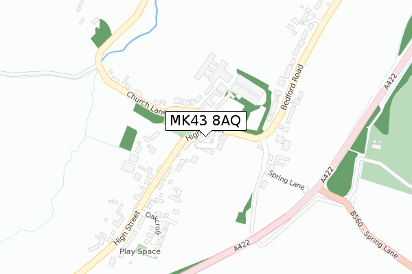 MK43 8AQ map - large scale - OS Open Zoomstack (Ordnance Survey)