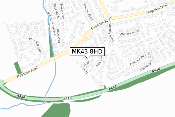 MK43 8HD map - large scale - OS Open Zoomstack (Ordnance Survey)