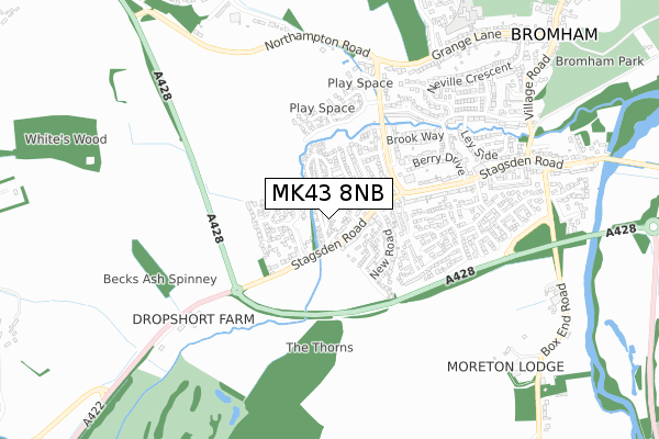 MK43 8NB map - small scale - OS Open Zoomstack (Ordnance Survey) MK43 8NB map - small scale - OS Open Zoomstack (Ordnance Survey)