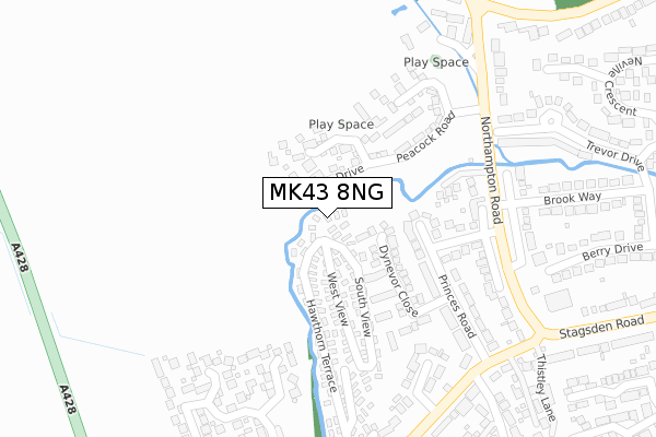 MK43 8NG map - large scale - OS Open Zoomstack (Ordnance Survey)