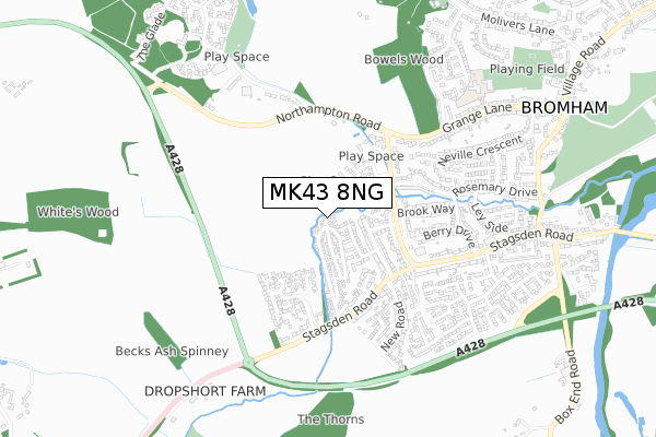 MK43 8NG map - small scale - OS Open Zoomstack (Ordnance Survey)