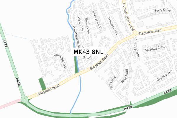 MK43 8NL map - large scale - OS Open Zoomstack (Ordnance Survey)