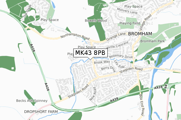 MK43 8PB map - small scale - OS Open Zoomstack (Ordnance Survey) MK43 8PB map - small scale - OS Open Zoomstack (Ordnance Survey)