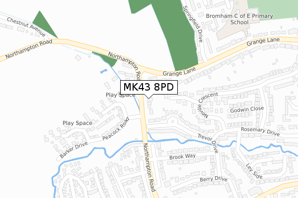 MK43 8PD map - large scale - OS Open Zoomstack (Ordnance Survey)