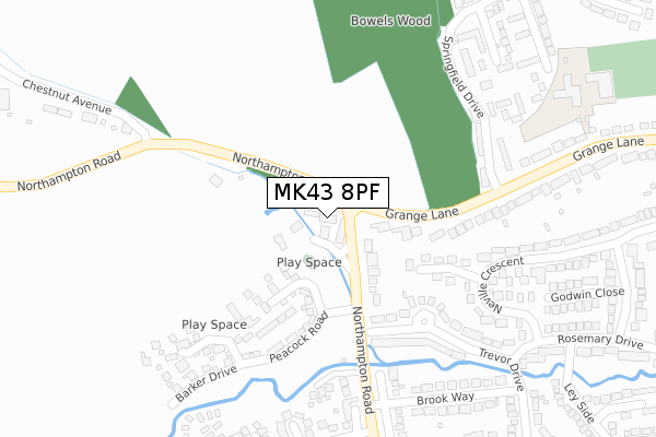 MK43 8PF map - large scale - OS Open Zoomstack (Ordnance Survey)