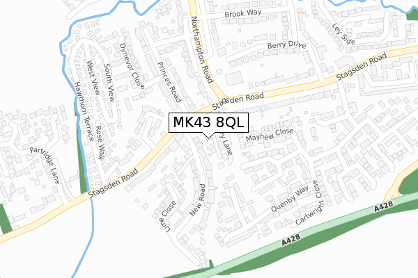 MK43 8QL map - large scale - OS Open Zoomstack (Ordnance Survey)