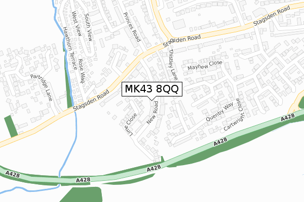 MK43 8QQ map - large scale - OS Open Zoomstack (Ordnance Survey)
