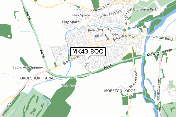 MK43 8QQ map - small scale - OS Open Zoomstack (Ordnance Survey)