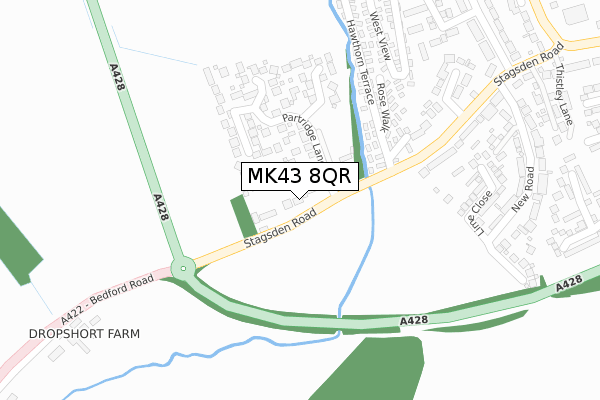 MK43 8QR map - large scale - OS Open Zoomstack (Ordnance Survey)