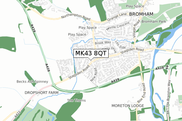 MK43 8QT map - small scale - OS Open Zoomstack (Ordnance Survey) MK43 8QT map - small scale - OS Open Zoomstack (Ordnance Survey)