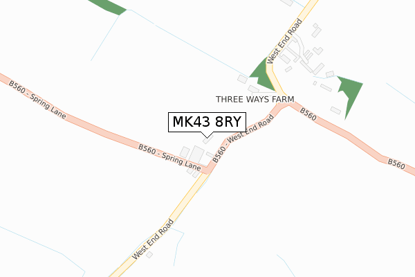 MK43 8RY map - large scale - OS Open Zoomstack (Ordnance Survey)