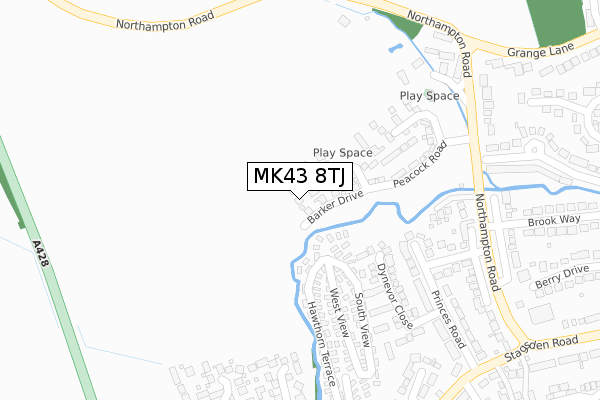 MK43 8TJ map - large scale - OS Open Zoomstack (Ordnance Survey)