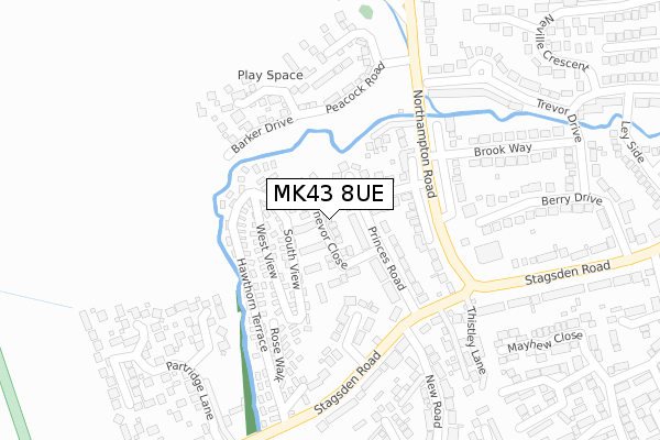 MK43 8UE map - large scale - OS Open Zoomstack (Ordnance Survey) MK43 8UE map - large scale - OS Open Zoomstack (Ordnance Survey)