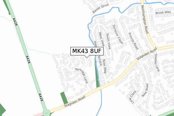 MK43 8UF map - large scale - OS Open Zoomstack (Ordnance Survey)