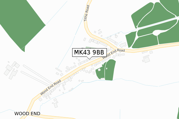MK43 9BB map - large scale - OS Open Zoomstack (Ordnance Survey)