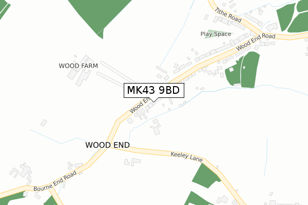 MK43 9BD map - large scale - OS Open Zoomstack (Ordnance Survey)