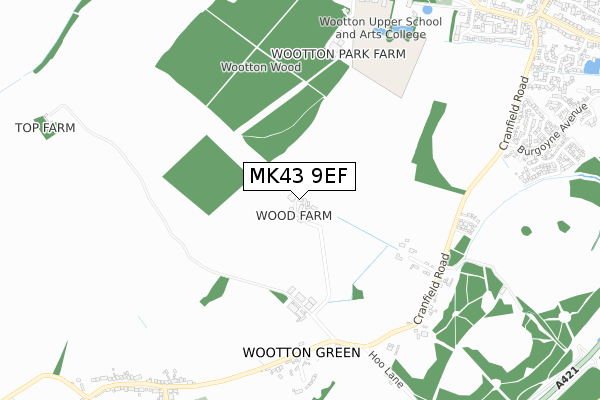 MK43 9EF map - small scale - OS Open Zoomstack (Ordnance Survey)