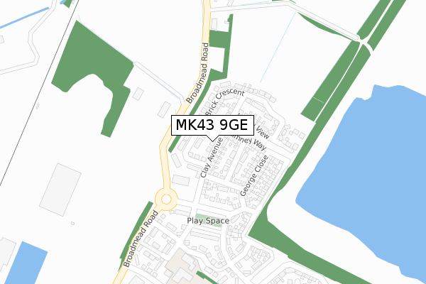 MK43 9GE map - large scale - OS Open Zoomstack (Ordnance Survey)