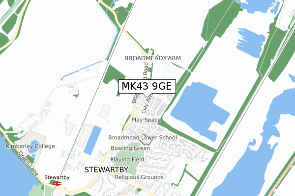 MK43 9GE map - small scale - OS Open Zoomstack (Ordnance Survey)