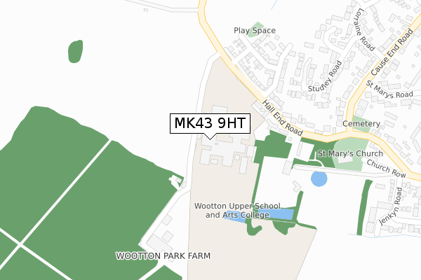 MK43 9HT map - large scale - OS Open Zoomstack (Ordnance Survey)