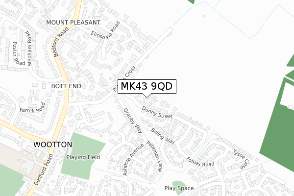 MK43 9QD map - large scale - OS Open Zoomstack (Ordnance Survey)