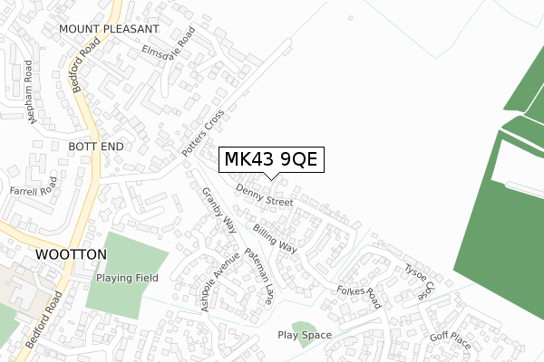 MK43 9QE map - large scale - OS Open Zoomstack (Ordnance Survey)