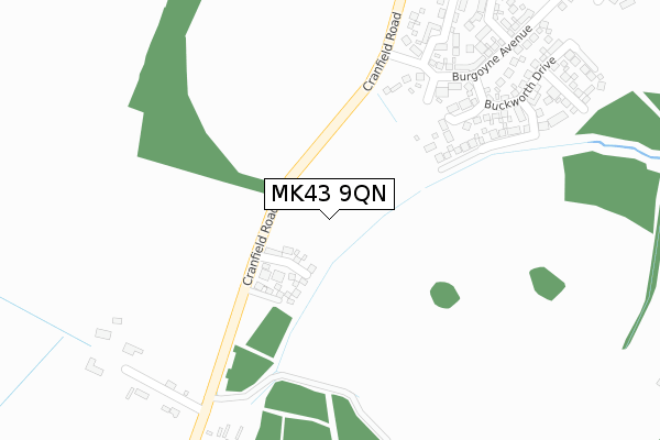 MK43 9QN map - large scale - OS Open Zoomstack (Ordnance Survey)