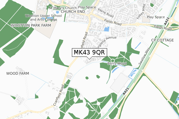MK43 9QR map - small scale - OS Open Zoomstack (Ordnance Survey) MK43 9QR map - small scale - OS Open Zoomstack (Ordnance Survey)