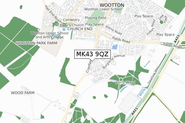 MK43 9QZ map - small scale - OS Open Zoomstack (Ordnance Survey) MK43 9QZ map - small scale - OS Open Zoomstack (Ordnance Survey)