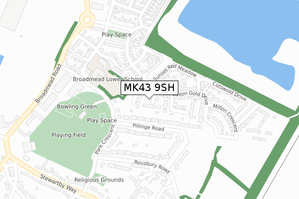 MK43 9SH map - large scale - OS Open Zoomstack (Ordnance Survey)