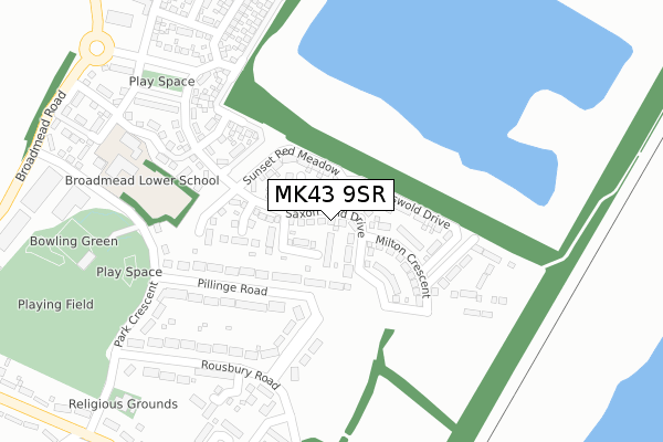 MK43 9SR map - large scale - OS Open Zoomstack (Ordnance Survey)