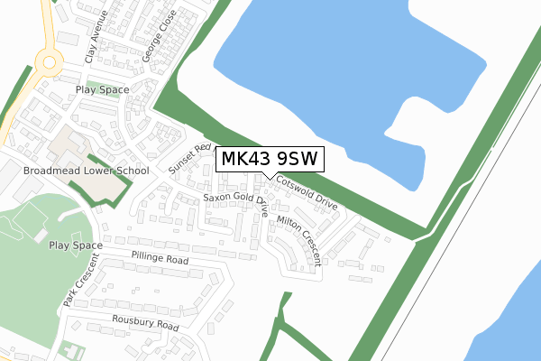 MK43 9SW map - large scale - OS Open Zoomstack (Ordnance Survey)