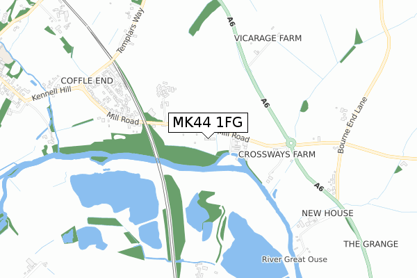 MK44 1FG map - small scale - OS Open Zoomstack (Ordnance Survey)