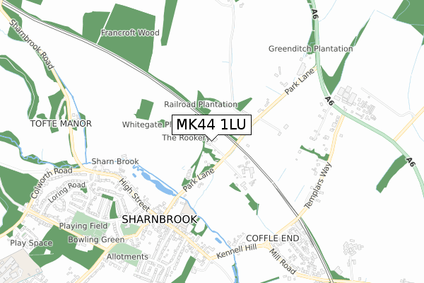 MK44 1LU map - small scale - OS Open Zoomstack (Ordnance Survey)