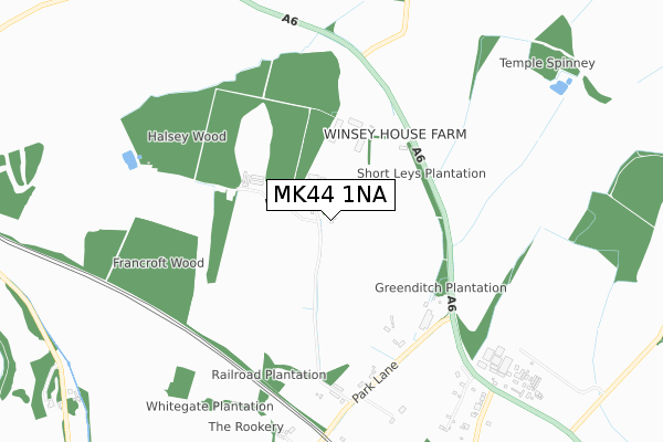 MK44 1NA map - small scale - OS Open Zoomstack (Ordnance Survey)