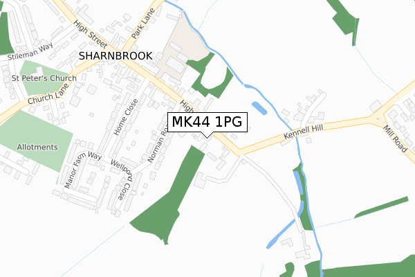 MK44 1PG map - large scale - OS Open Zoomstack (Ordnance Survey)