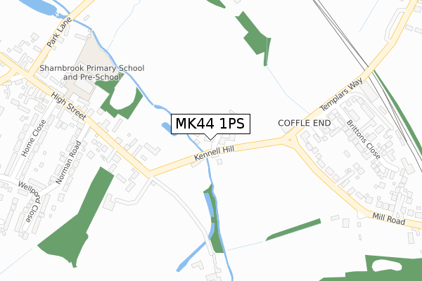 MK44 1PS map - large scale - OS Open Zoomstack (Ordnance Survey)