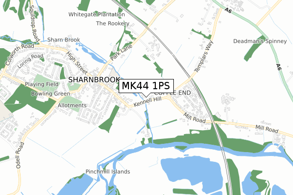 MK44 1PS map - small scale - OS Open Zoomstack (Ordnance Survey)