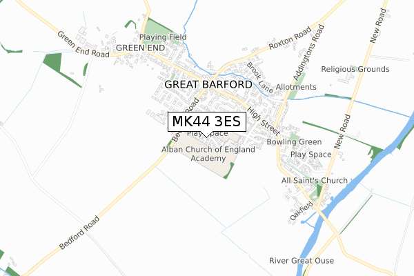 MK44 3ES map - small scale - OS Open Zoomstack (Ordnance Survey)