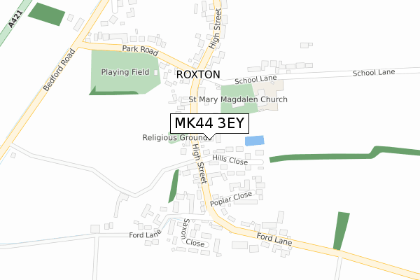 MK44 3EY map - large scale - OS Open Zoomstack (Ordnance Survey)