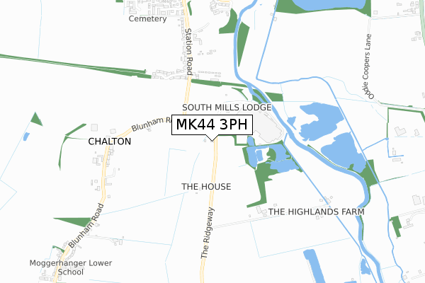 MK44 3PH map - small scale - OS Open Zoomstack (Ordnance Survey)