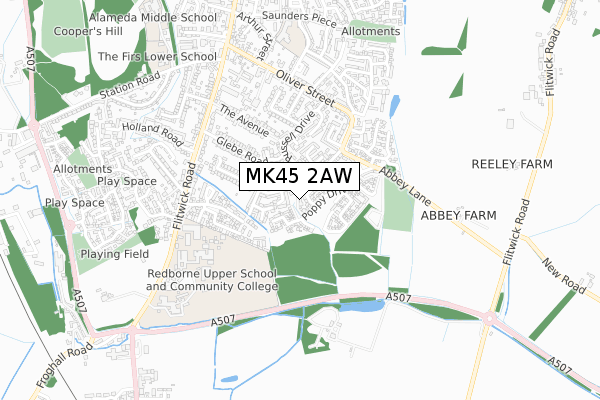 MK45 2AW map - small scale - OS Open Zoomstack (Ordnance Survey) MK45 2AW map - small scale - OS Open Zoomstack (Ordnance Survey)