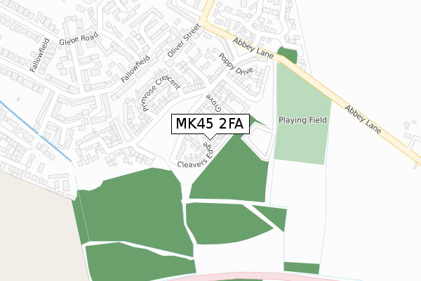 MK45 2FA map - large scale - OS Open Zoomstack (Ordnance Survey)