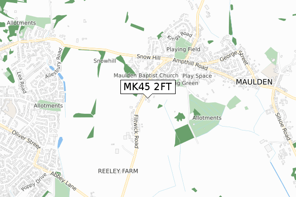 MK45 2FT map - small scale - OS Open Zoomstack (Ordnance Survey)