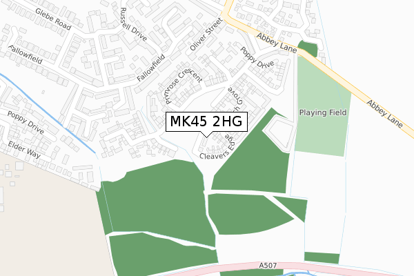 MK45 2HG map - large scale - OS Open Zoomstack (Ordnance Survey)