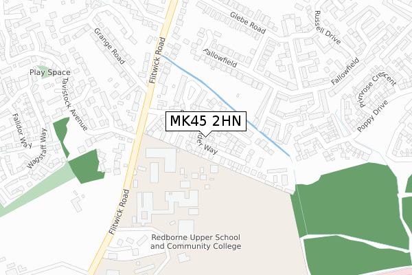MK45 2HN map - large scale - OS Open Zoomstack (Ordnance Survey)