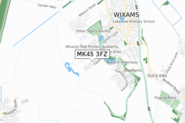 MK45 3FZ map - small scale - OS Open Zoomstack (Ordnance Survey)