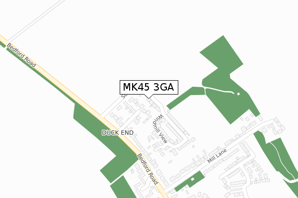MK45 3GA map - large scale - OS Open Zoomstack (Ordnance Survey)